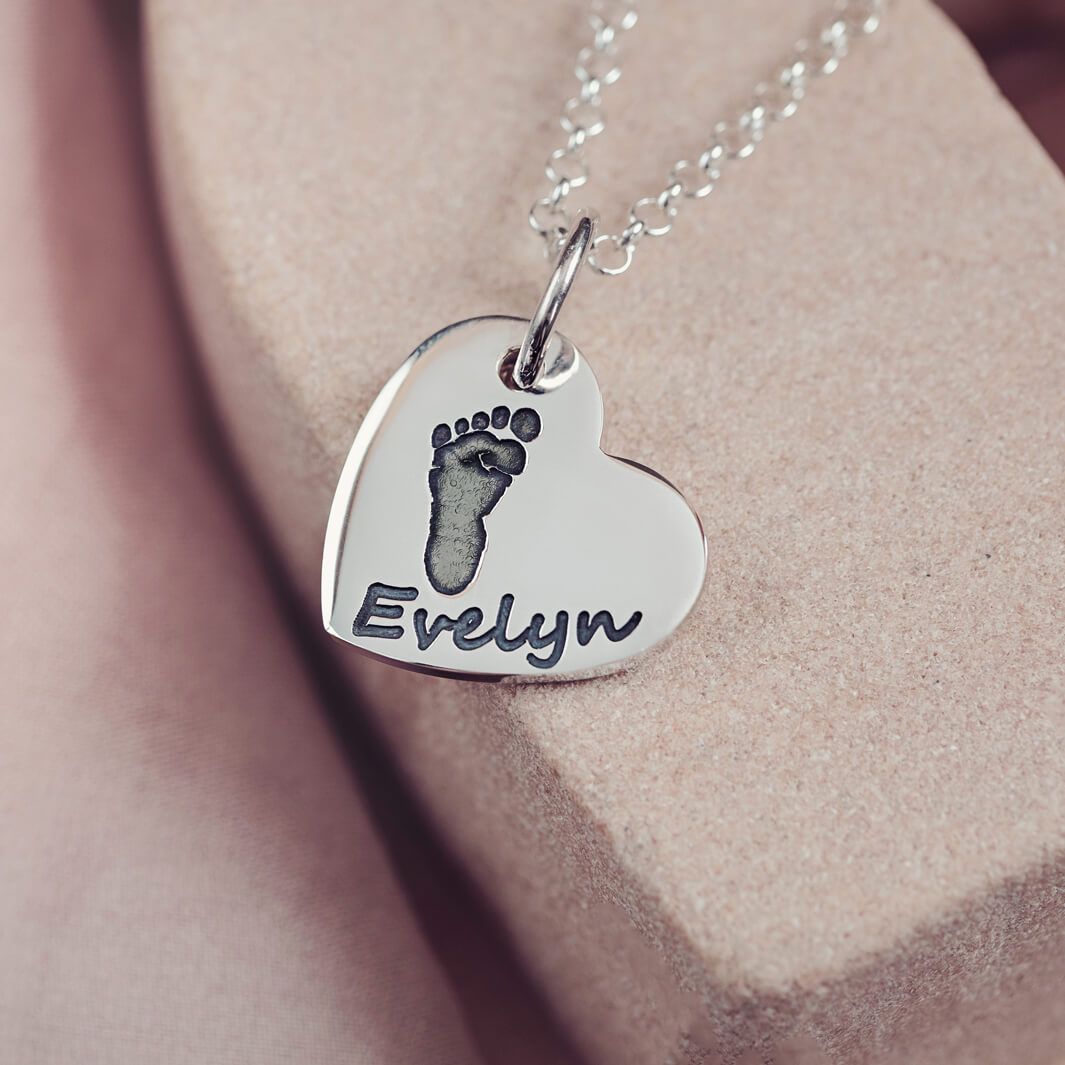 Personalized baby footprint necklace store
