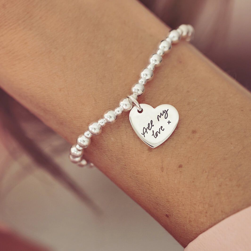 Handwriting Silver Charm Bracelet