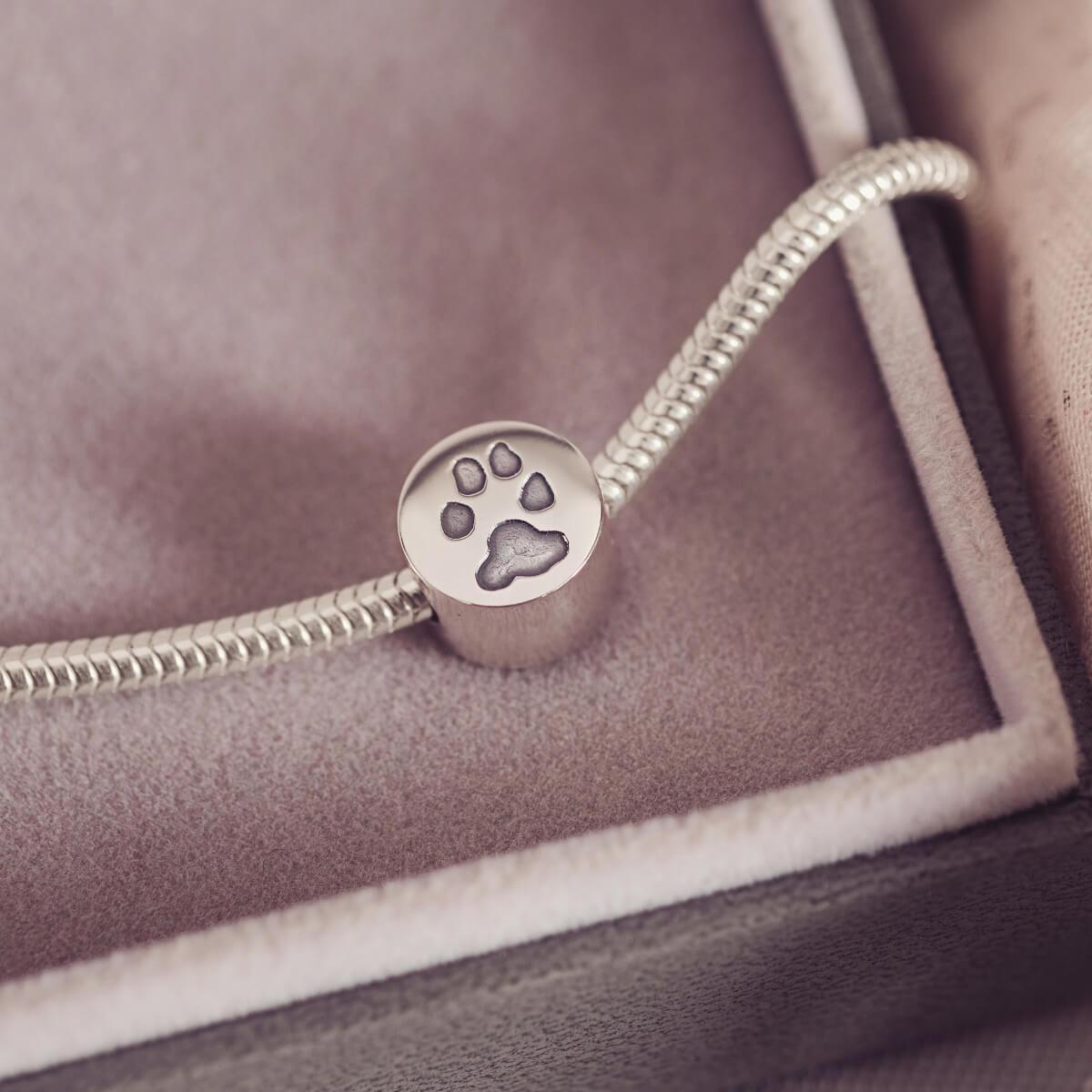 Handprint or Footprint Round Charm Bracelet Bead