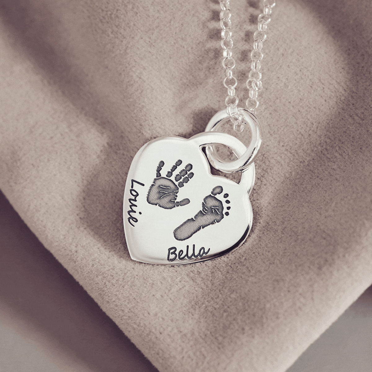 Handprint Heart Necklace With Your Children's Handprints